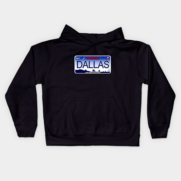 Dallas Texas License Plate Kids Hoodie by Mel's Designs